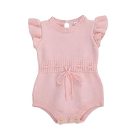 Load image into Gallery viewer, Baby Girls Solid Color Crochet Knitwear Rompers Wholesale 220713251
