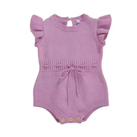 Load image into Gallery viewer, Baby Girls Solid Color Crochet Knitwear Rompers Wholesale 220713251
