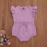 Load image into Gallery viewer, Baby Girls Solid Color Crochet Knitwear Rompers Wholesale 220713251
