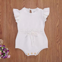 Load image into Gallery viewer, Baby Girls Solid Color Crochet Knitwear Rompers Wholesale 220713251
