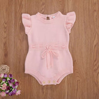 Load image into Gallery viewer, Baby Girls Solid Color Crochet Knitwear Rompers Wholesale 220713251
