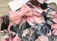 Load image into Gallery viewer, 4 Pieces Set Baby Girls Letters Print Rompers Flower Pants Bow Headwear And Hats Wholesale 220713255
