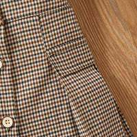 Load image into Gallery viewer, 2 Pieces Set Baby Kid Girls Solid Color Muslin&amp;Ribbed Tops And Checked Skirts Wholesale 220713376
