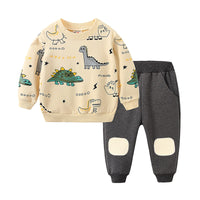 Load image into Gallery viewer, 2 Pieces Set Baby Kid Boys Dinosaur Cartoon Print Hoodies Swearshirts And Color-blocking Pants Wholesale 22071338
