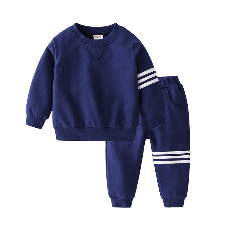 2 Pieces Set Baby Kid Boys Solid Color Hoodies Swearshirts And Pants Wholesale 22071357