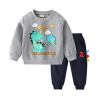 Load image into Gallery viewer, 2 Pieces Set Baby Kid Boys Dinosaur Hoodies Swearshirts And Solid Color Pants Wholesale 22071359
