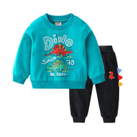 Load image into Gallery viewer, 2 Pieces Set Baby Kid Boys Dinosaur Hoodies Swearshirts And Solid Color Pants Wholesale 22071359
