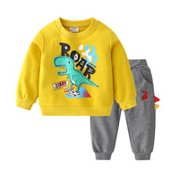 Load image into Gallery viewer, 2 Pieces Set Baby Kid Boys Dinosaur Hoodies Swearshirts And Solid Color Pants Wholesale 22071359
