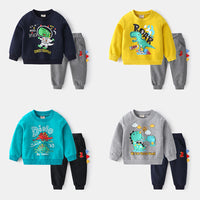 Load image into Gallery viewer, 2 Pieces Set Baby Kid Boys Dinosaur Hoodies Swearshirts And Solid Color Pants Wholesale 22071359
