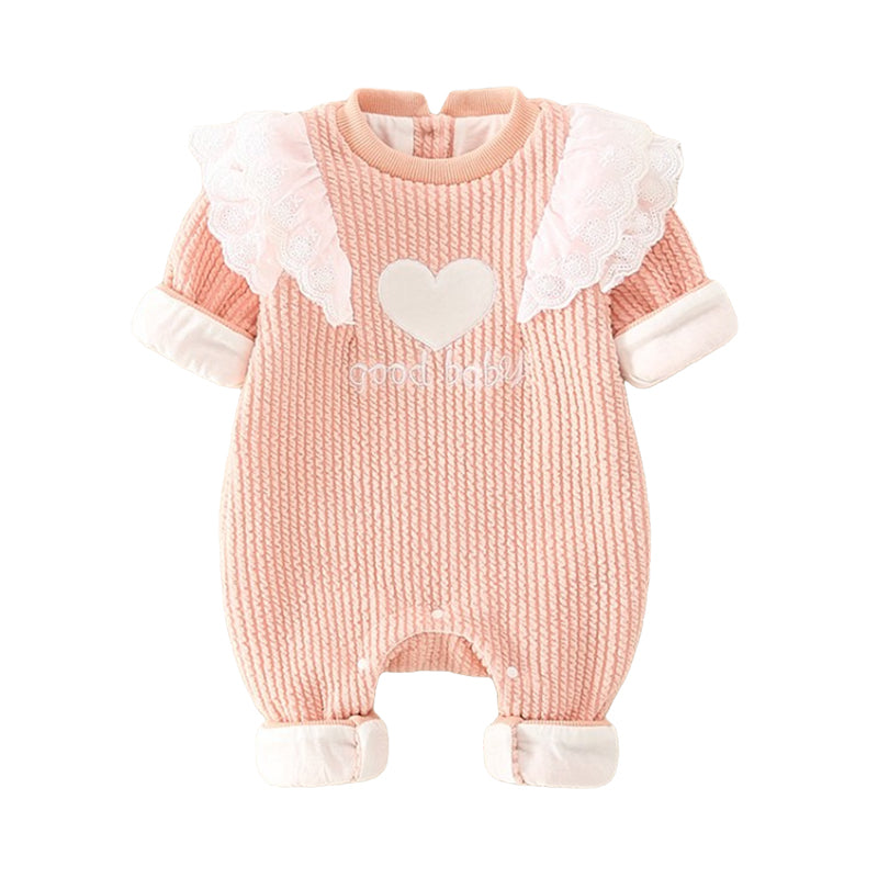 Baby Girls Solid Color Love heart Jumpsuits Wholesale 22071378