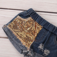 Load image into Gallery viewer, 2 Pieces Set Baby Kid Girls Letters Bow T-Shirts And Ripped Shorts Wholesale 22071388
