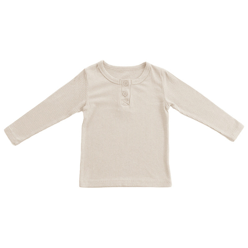 Baby Kid Unisex Solid Color Muslin&Ribbed Tops Wholesale 220715109