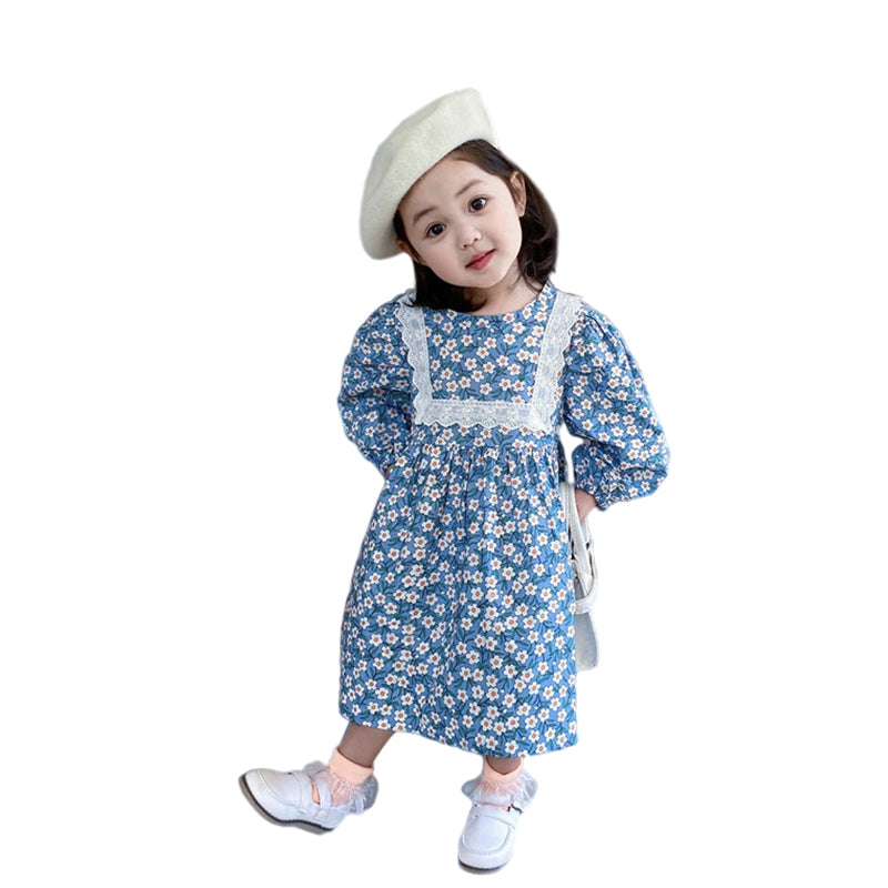 Baby Kid Girls Flower Lace Print Dresses Wholesale 220715462