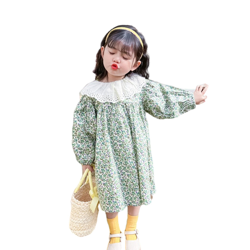 Baby Kid Girls Flower Print Dresses Wholesale 220715471