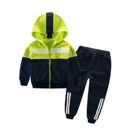 Load image into Gallery viewer, 2 Pieces Set Kid Big Kid Unisex Sports Striped Color-blocking Jackets Outwears And Pants Wholesale 22071909

