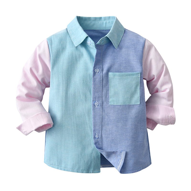 Baby Kid Boys Color-blocking Dressy Birthday Shirts Wholesale 220719226