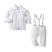 Load image into Gallery viewer, 2 Pieces Set Baby Kid Boys Birthday Party Bow Shirts And Solid Color Jumpsuits Wholesale 220719245
