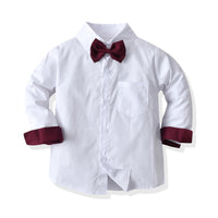 Load image into Gallery viewer, 2 Pieces Set Baby Kid Boys Birthday Party Bow Tops And Solid Color Jumpsuits Wholesale 220719250
