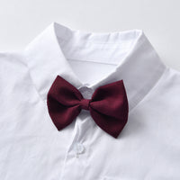 Load image into Gallery viewer, 2 Pieces Set Baby Kid Boys Birthday Party Bow Tops And Solid Color Jumpsuits Wholesale 220719250
