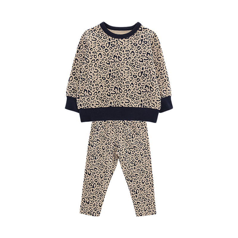2 Pieces Set Baby Unisex Leopard Print Hoodies&Swearshirts And Pants Wholesale 220719494