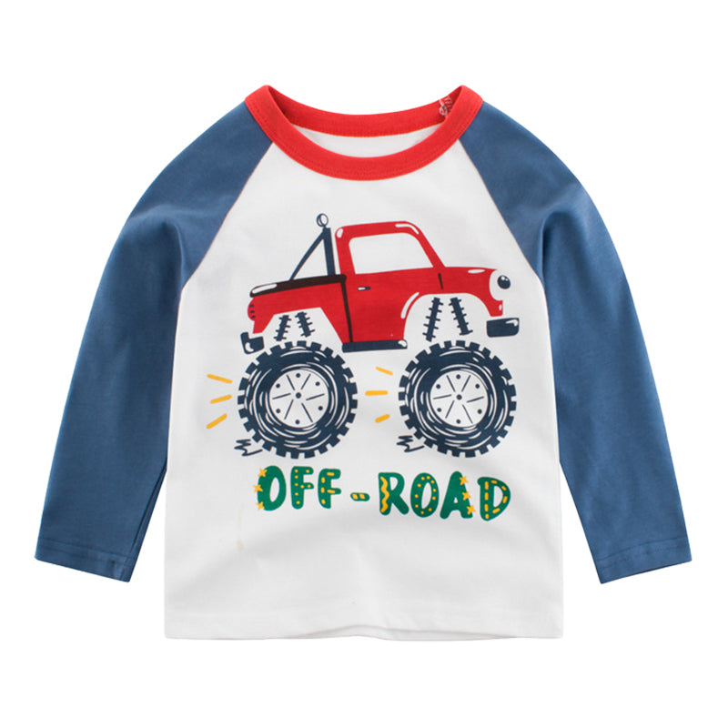 Baby Kid Boys Letters Car Cartoon Print Tops Wholesale 22071955