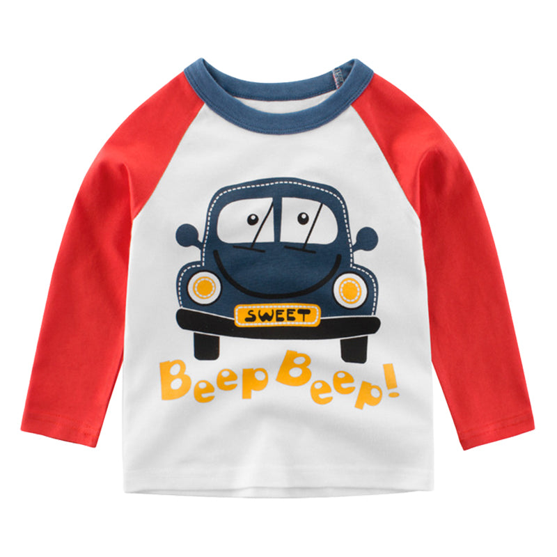 Baby Kid Boys Letters Car Cartoon Print Tops Wholesale 22071955