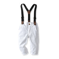 Load image into Gallery viewer, 2 Pieces Set Baby Kid Girls Birthday Party Striped Bow Shirts And Solid Color Jumpsuits Wholesale 22071965
