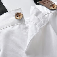 Load image into Gallery viewer, 2 Pieces Set Baby Kid Girls Birthday Party Striped Bow Shirts And Solid Color Jumpsuits Wholesale 22071965
