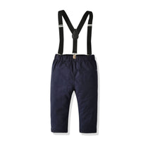 Load image into Gallery viewer, 2 Pieces Set Baby Kid Boys Checked Bow Shirts And Solid Color Jumpsuits Wholesale 22071969
