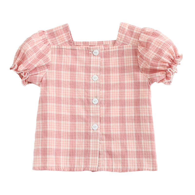 Baby Girls Checked Tops Wholesale 22072197