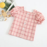 Load image into Gallery viewer, Baby Girls Checked Tops Wholesale 22072197
