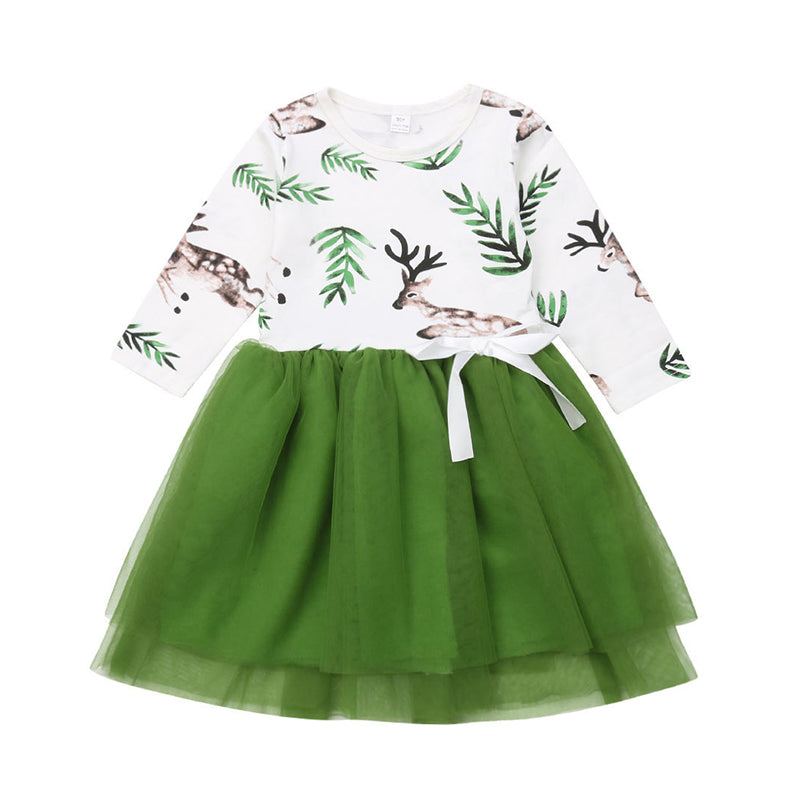 Baby Kid Girls Color-blocking Animals Print Dresses Wholesale 22072614