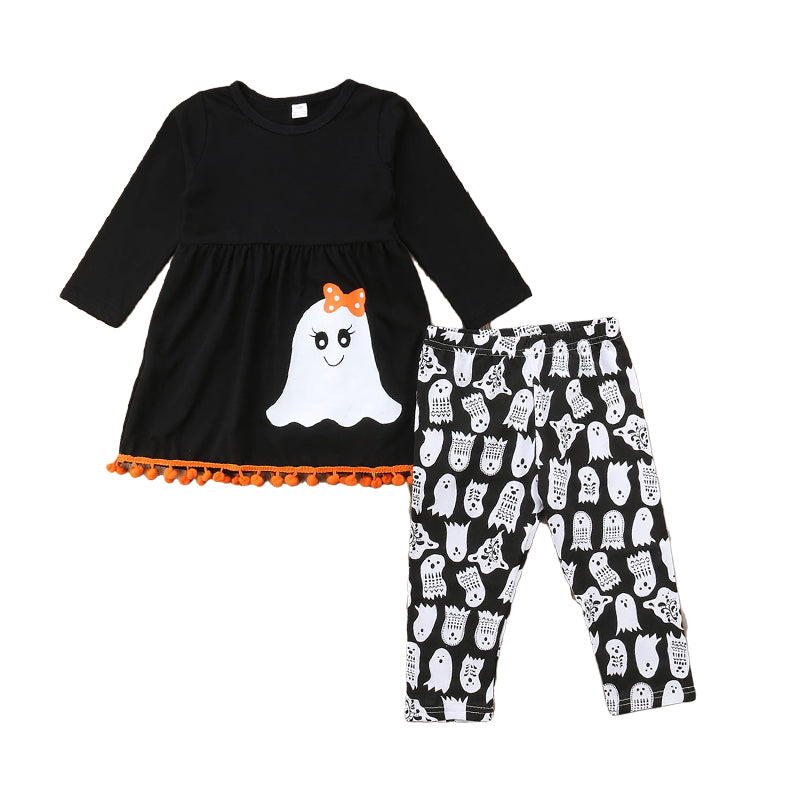 2 Pieces Set Baby Kid Girls Halloween Cartoon Print Tops And Pants Wholesale 22072636