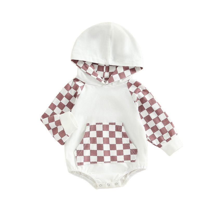 Baby Unisex Color-blocking Checked Rompers Wholesale 220726421