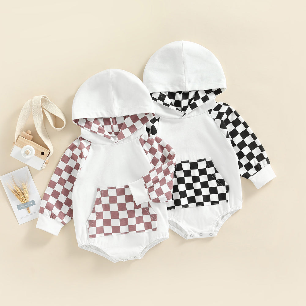 Baby Unisex Color-blocking Checked Rompers Wholesale 220726421