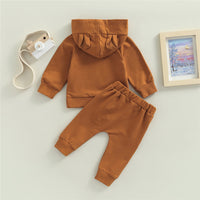 Load image into Gallery viewer, 2 Pieces Set Baby Kid Unisex Embroidered Hoodies Swearshirts And Solid Color Ribbon Pants Wholesale 220726466
