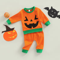 Load image into Gallery viewer, 2 Pieces Set Baby Kid Unisex Halloween Color-blocking Print Tops And Pants Wholesale 220726473
