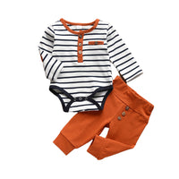 Load image into Gallery viewer, 2 Pieces Set Baby Boys Striped Rompers And Solid Color Pants Wholesale 22072660
