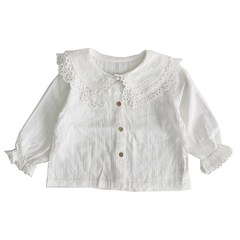 Baby Kid Girls Solid Color Lace Blouses Wholesale 22072811