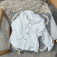 Load image into Gallery viewer, Baby Kid Girls Solid Color Lace Blouses Wholesale 22072811
