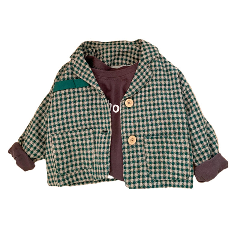 Baby Kid Boys Checked Jackets Outwears Wholesale 220728230