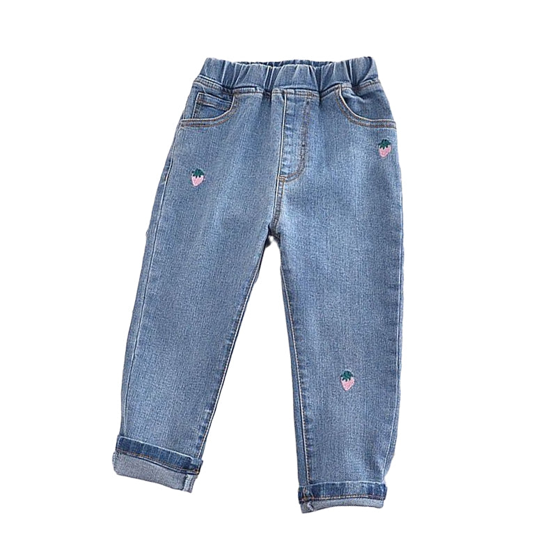 Baby Kid Girls Fruit Embroidered Pants Jeans Wholesale 22072857