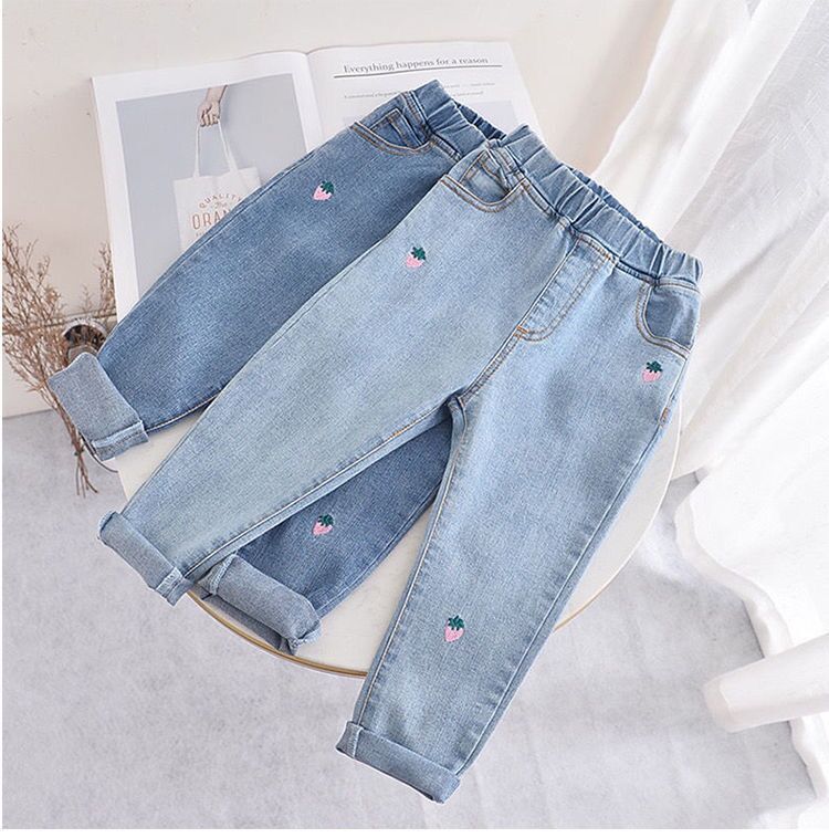 Baby Kid Girls Fruit Embroidered Pants Jeans Wholesale 22072857