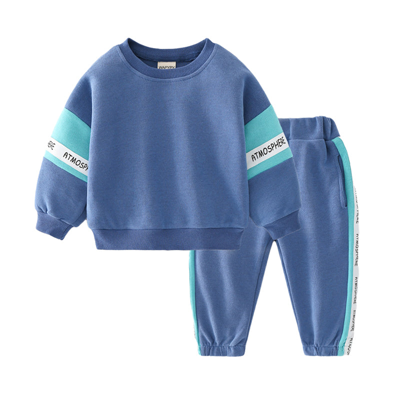 2 Pieces Set Baby Kid Boys Color-blocking Hoodies Swearshirts And Pants Wholesale 220802139