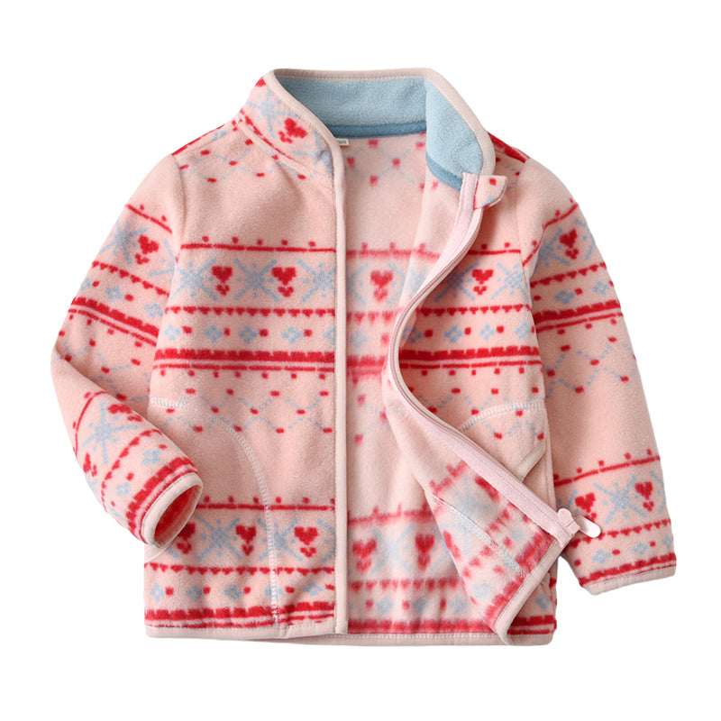 Baby Kid Girls Striped Love heart Print Jackets Outwears Wholesale 220802161