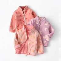 Load image into Gallery viewer, Baby Kid Girls Striped Animals Flamingo Cartoon Print Jackets Outwears Wholesale 220802185
