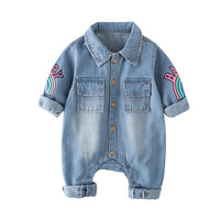 Load image into Gallery viewer, Baby Unisex Rainbow Love heart Cartoon Print Rompers And Jumpsuits Wholesale 22080224
