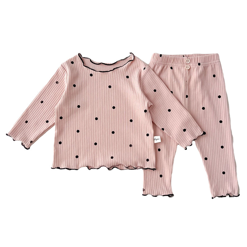 2 Pieces Set Baby Girls Love heart Polka dots Print Tops And Pants Wholesale 220802480