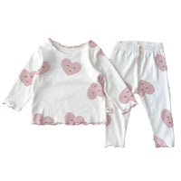 Load image into Gallery viewer, 2 Pieces Set Baby Girls Love heart Polka dots Print Tops And Pants Wholesale 220802480
