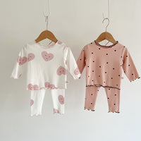 Load image into Gallery viewer, 2 Pieces Set Baby Girls Love heart Polka dots Print Tops And Pants Wholesale 220802480

